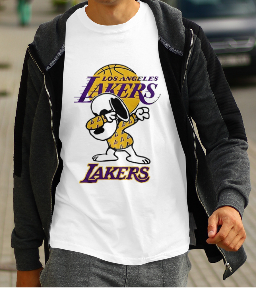 Dabbing Snoopy Los Angeles Lakers Basketball Mashup T-Shirt