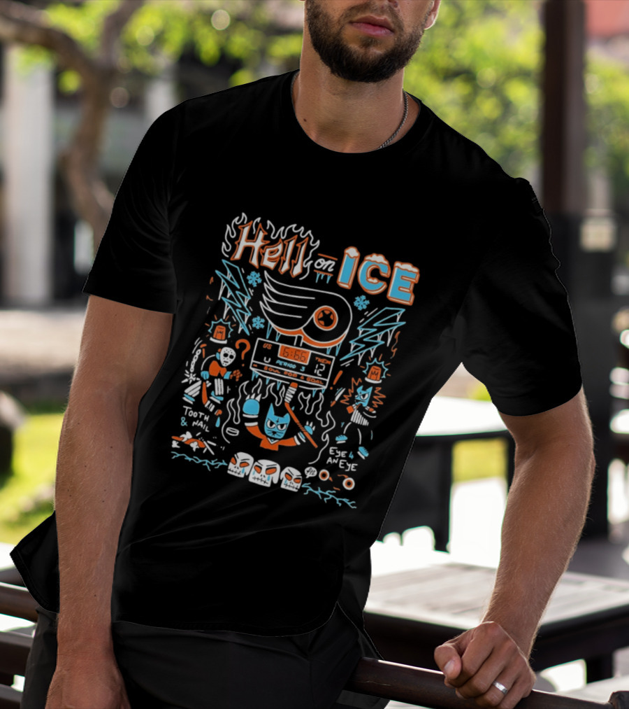 Hell On Ice Philadelphia Flyers 666 My Soul For A Goal Tooth Nail Eye 4 An Eye Period 3 T-Shirt