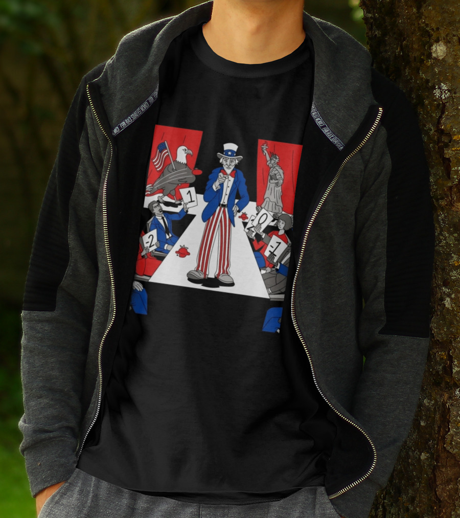 Uncle Sam Patriotic Symbol With Statue Of Liberty And American Eagle Political Commentary T-Shirt