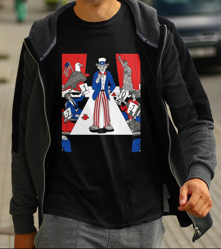 Uncle Sam Patriotic Symbol With Statue Of Liberty And American Eagle Political Commentary T-Shirt