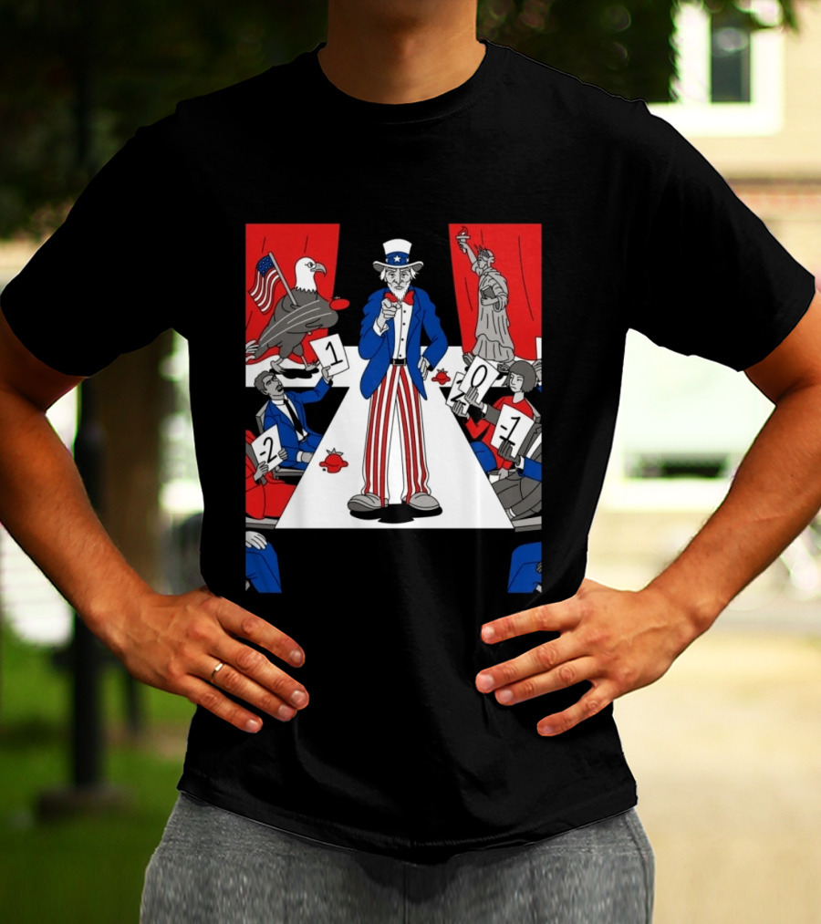 Uncle Sam Patriotic Symbol With Statue Of Liberty And American Eagle Political Commentary T-Shirt