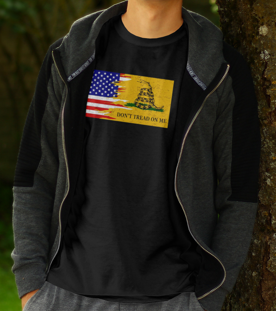Don't Tread On Me American Flag Gadsden Snake T-Shirt