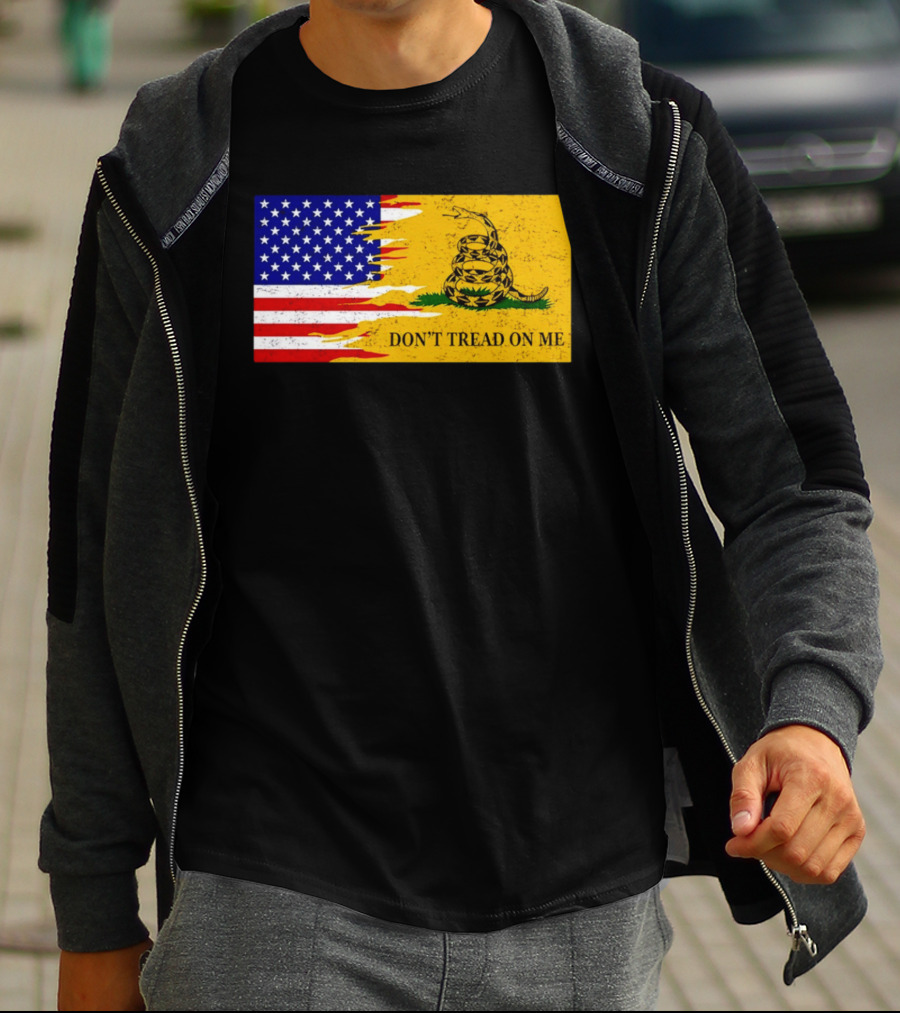 Don't Tread On Me American Flag Gadsden Snake T-Shirt