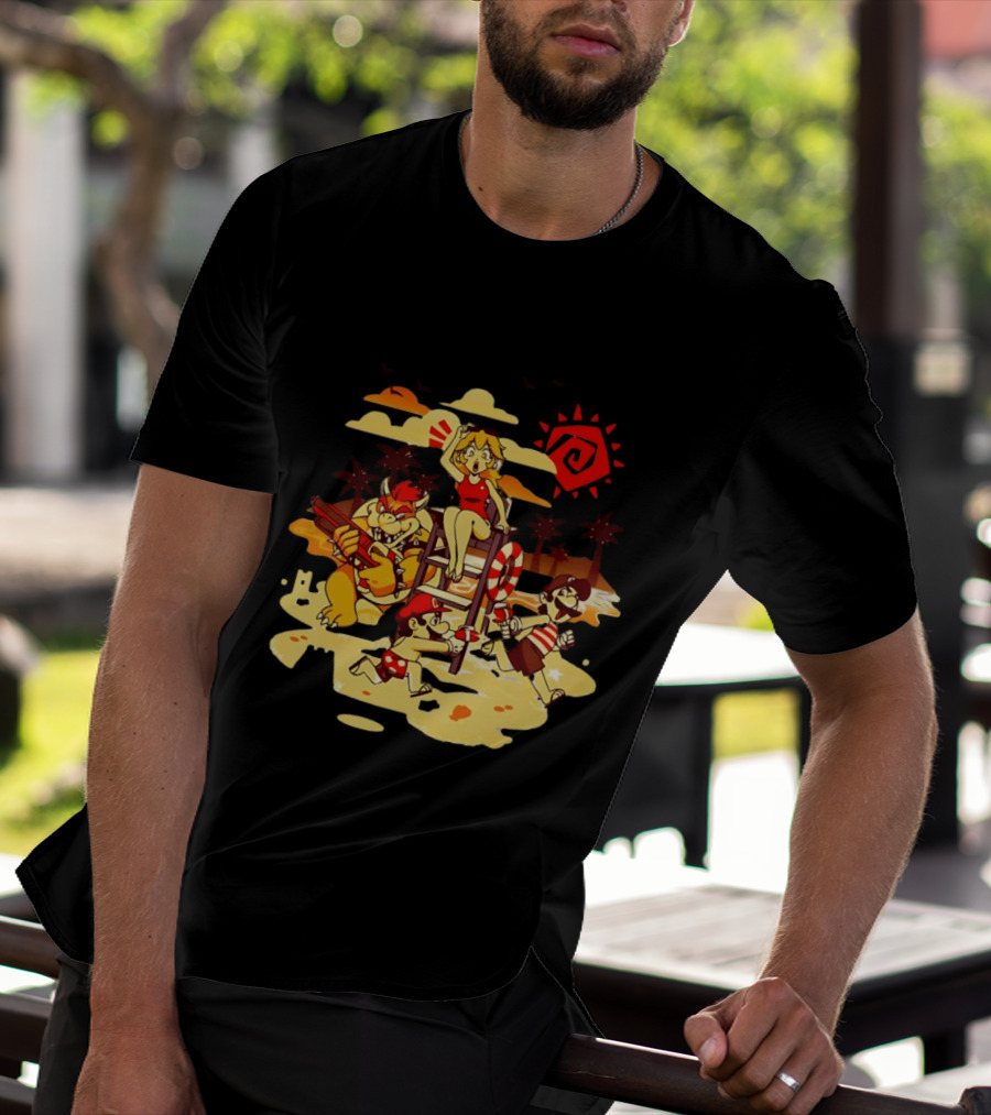 Frenemies Summer Beach Fun Mario Luigi Princess Peach Bowser Adventure T-Shirt