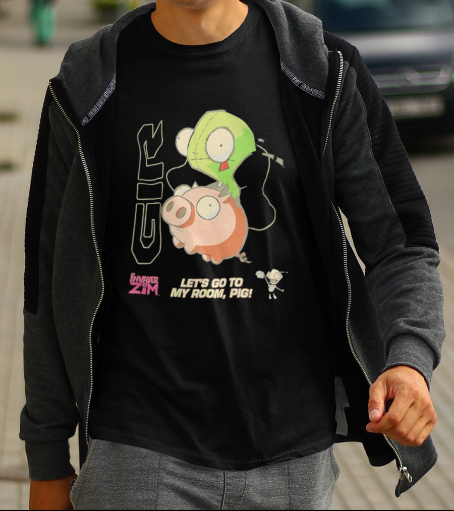 GIR Invader Zim Let's Go To My Room Pig Ride Adventure T-Shirt