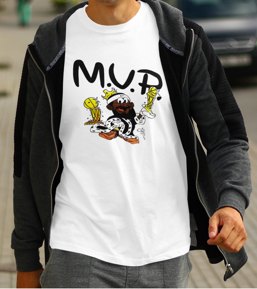 Lebron James MVP Cartoon With Trophy And Crown Lakers Basketball Bubble Boy T-Shirt