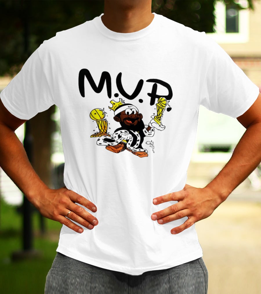 Lebron James MVP Cartoon With Trophy And Crown Lakers Basketball Bubble Boy T-Shirt