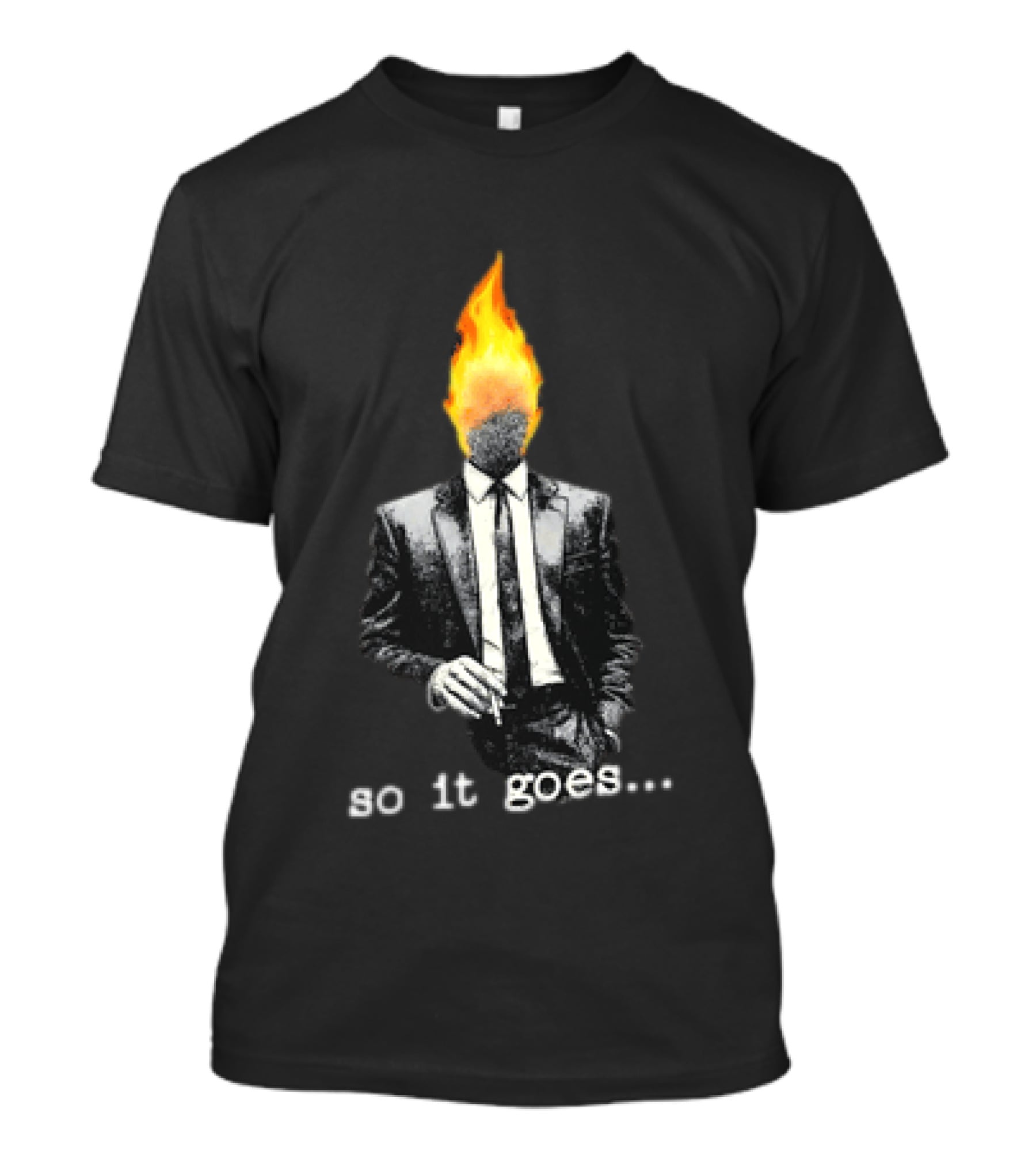 Ignition Man In Tuxedo So It Goes Burning Head Smoking T-Shirt