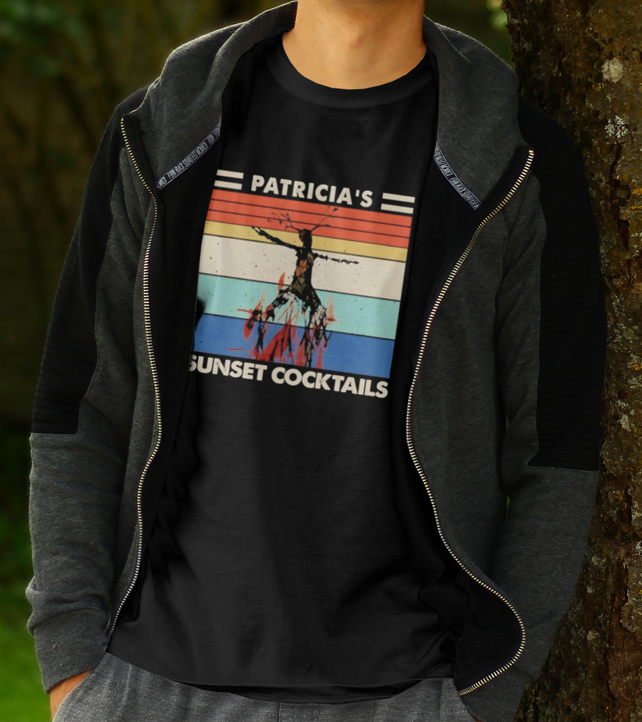 Patricia's Sunset Cocktails Vintage Beach Stripes T-Shirt