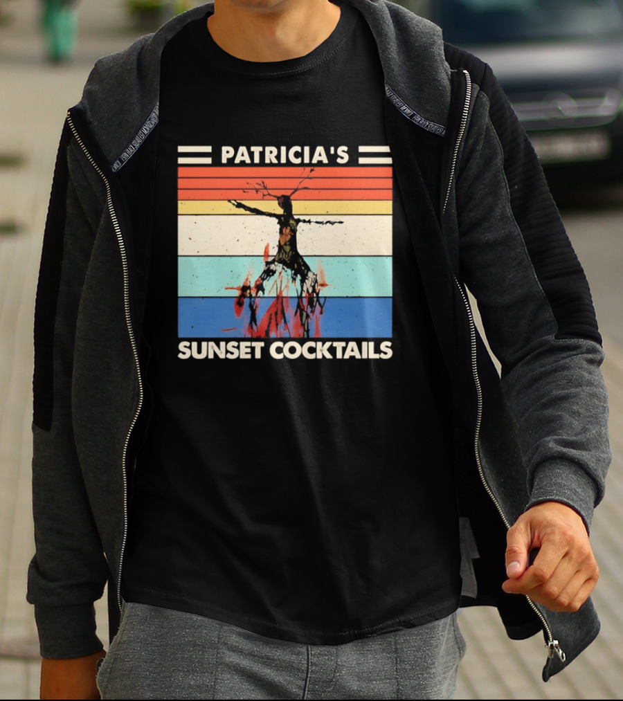 Patricia's Sunset Cocktails Vintage Beach Stripes T-Shirt