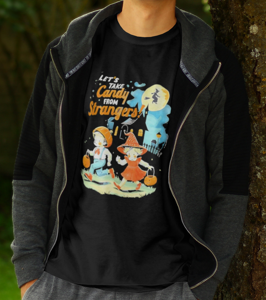 Let's Take Candy From Strangers Halloween Witch Pumpkin Kids T-Shirt