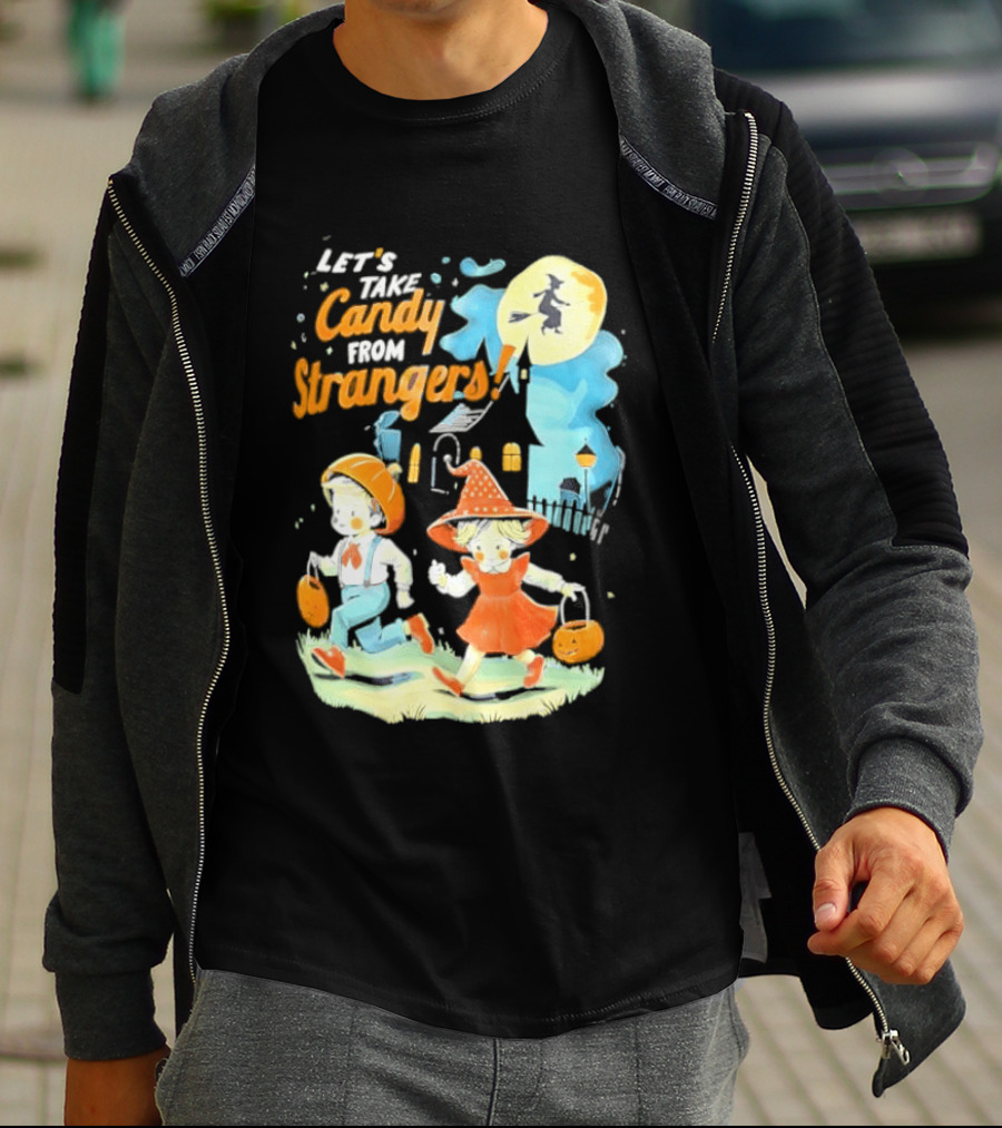Let's Take Candy From Strangers Halloween Witch Pumpkin Kids T-Shirt