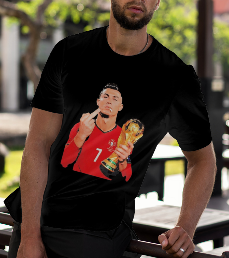 Cristiano Ronaldo Portugal 7 Middle Finger World Cup Trophy T-Shirt