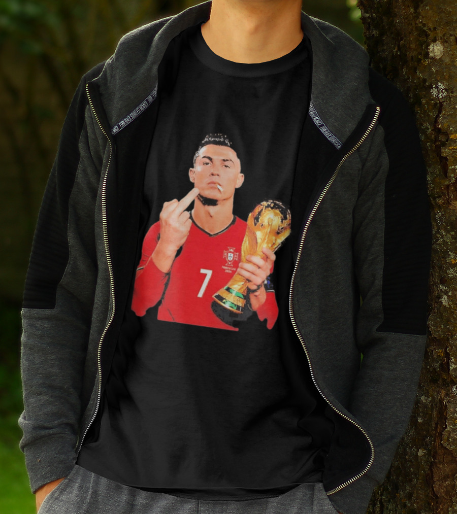 Cristiano Ronaldo Portugal 7 Middle Finger World Cup Trophy T-Shirt