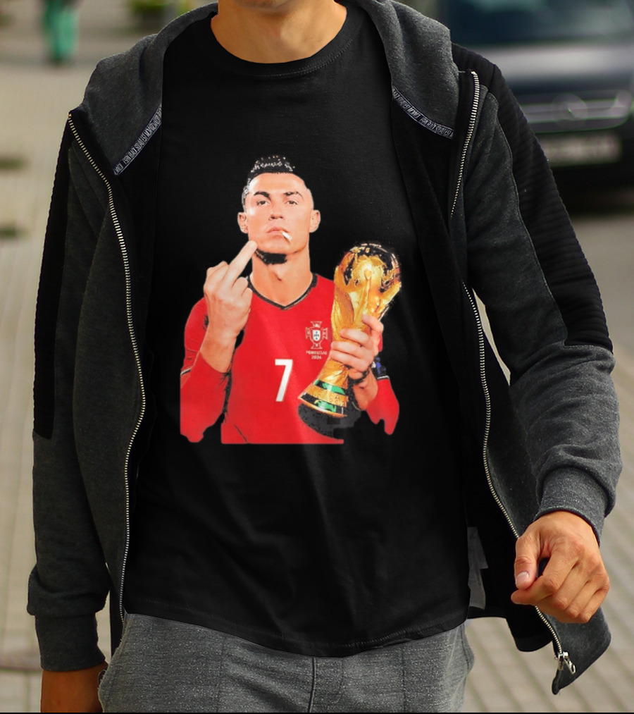 Cristiano Ronaldo Portugal 7 Middle Finger World Cup Trophy T-Shirt