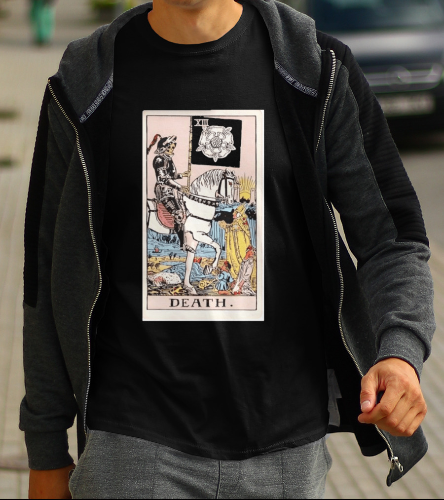 XIII Death Rider Of The Apocalypse Tarot Card Skeleton On Horse Flag XIII T-Shirt