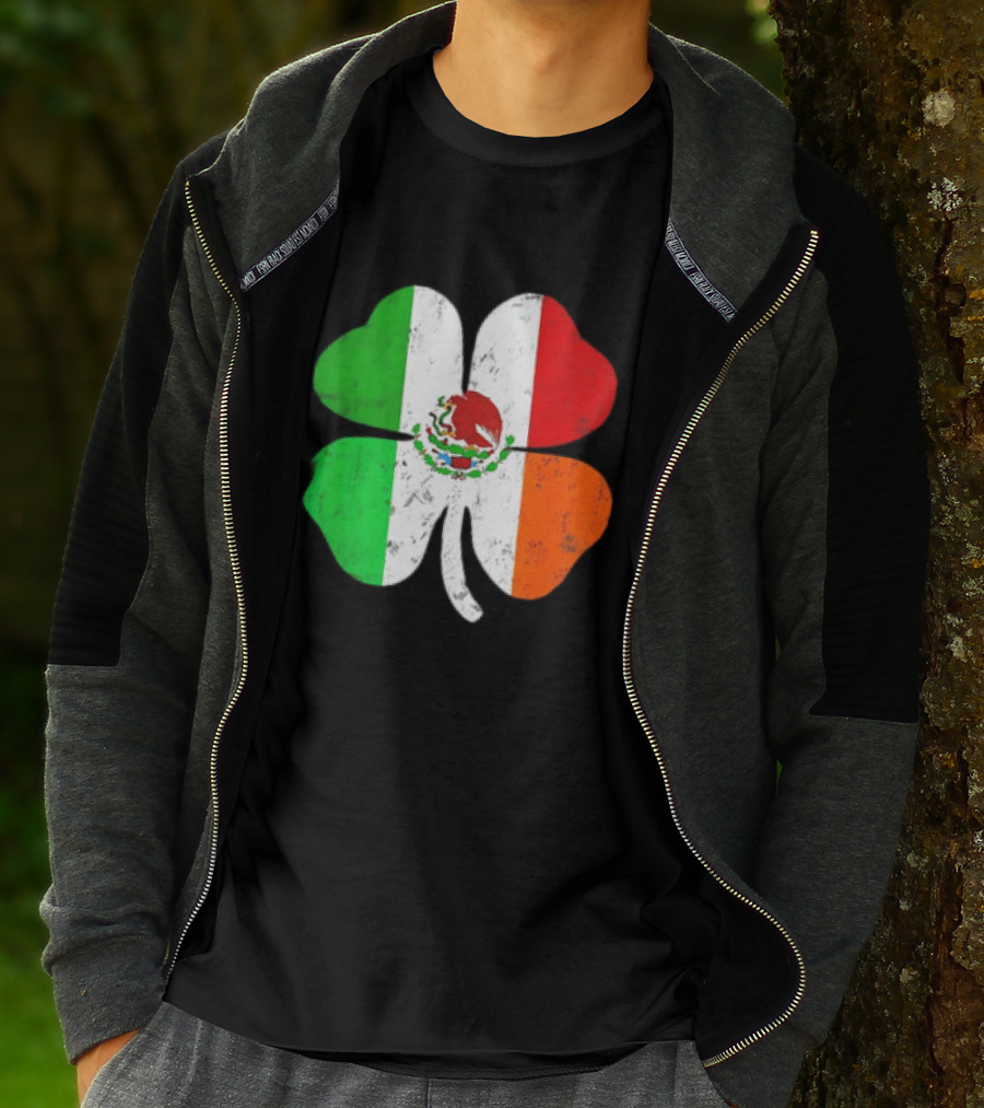 Mexican Irish Shamrock Flag St Patrick's Mexico Ireland Unity T-Shirt