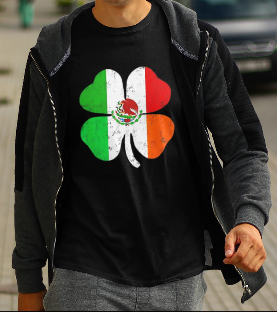 Mexican Irish Shamrock Flag St Patrick's Mexico Ireland Unity T-Shirt