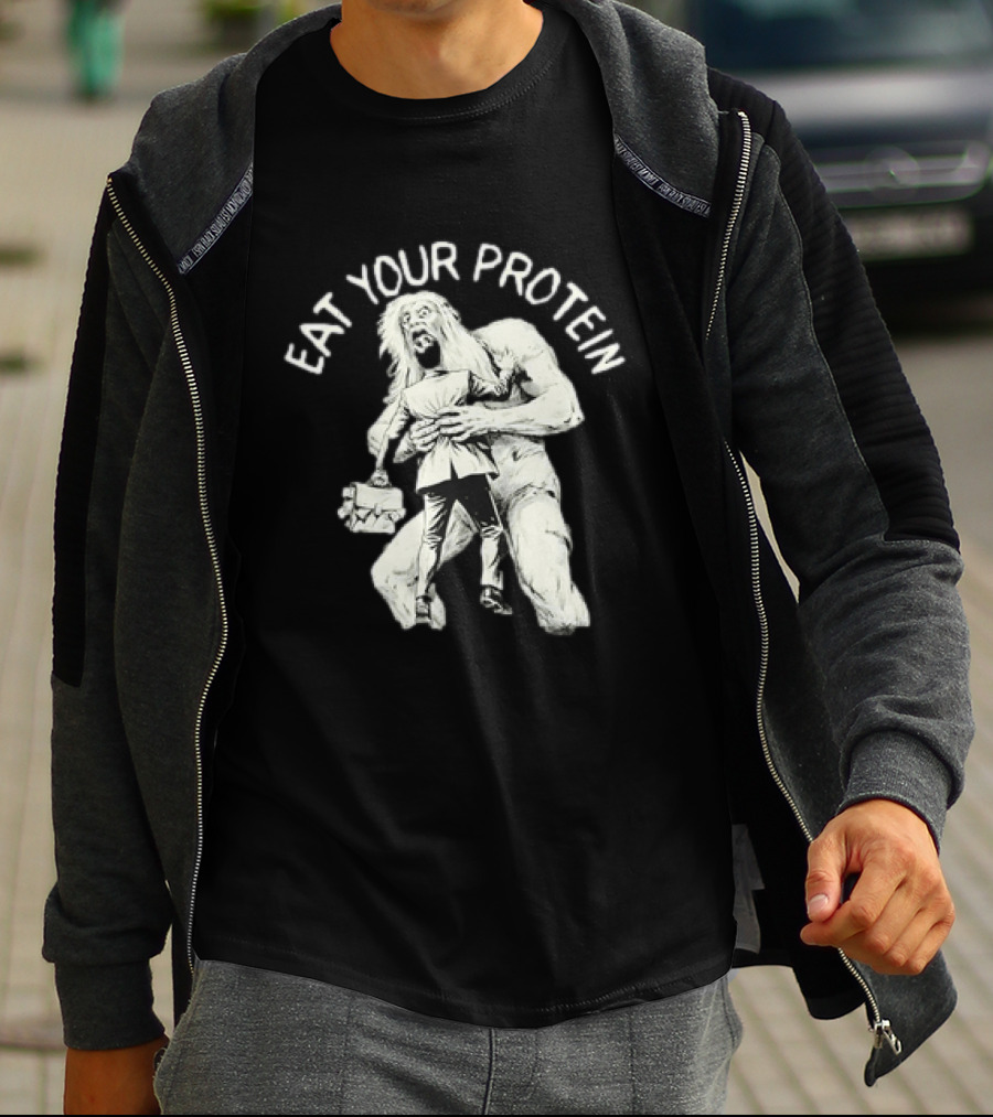 Eat Your Protein Bigfoot Hugging Businessman T-Shirt