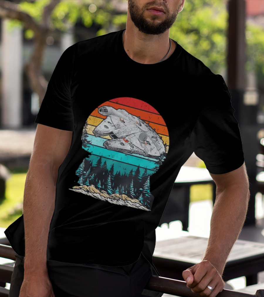Star Wars Millennium Falcon Forest Sunset T-Shirt