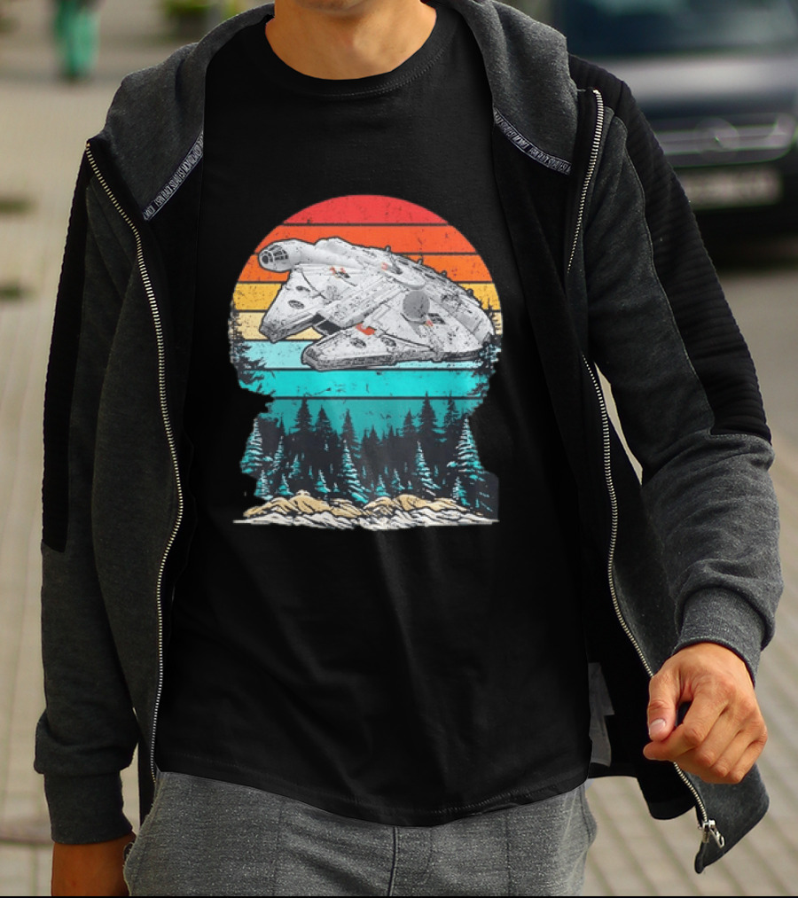 Star Wars Millennium Falcon Forest Sunset T-Shirt