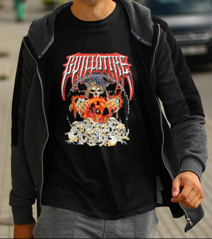 Guillotine Grim Reaper Crystal Ball Skulls Fiery Chains T-Shirt