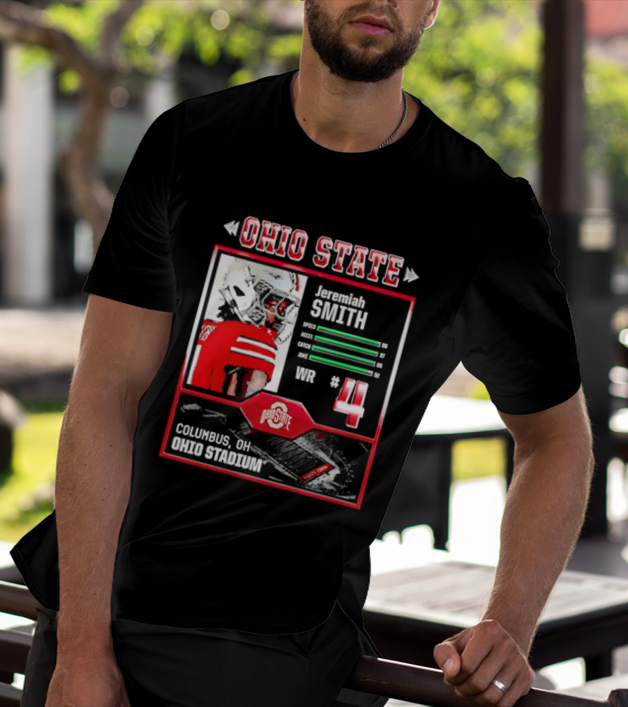 Ohio State Buckeyes Jeremiah Smith Columbus Football Ohio Stadium Number 4 T-Shirt