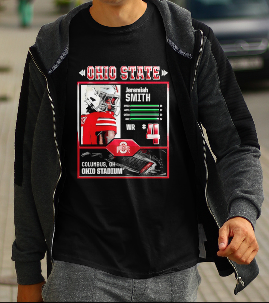 Ohio State Buckeyes Jeremiah Smith Columbus Football Ohio Stadium Number 4 T-Shirt
