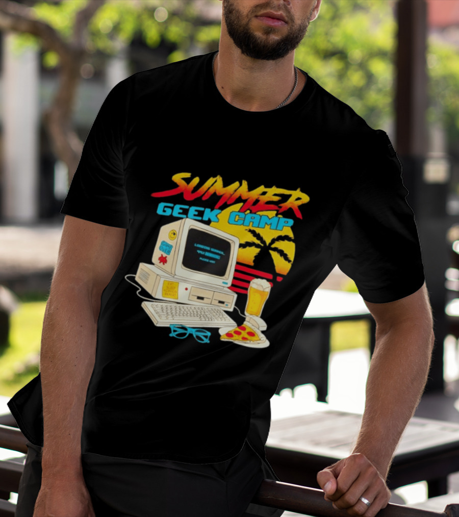 Summer Geek Camp Eat Sleep Code Repeat Loading Computer Pizza Beer T-Shirt