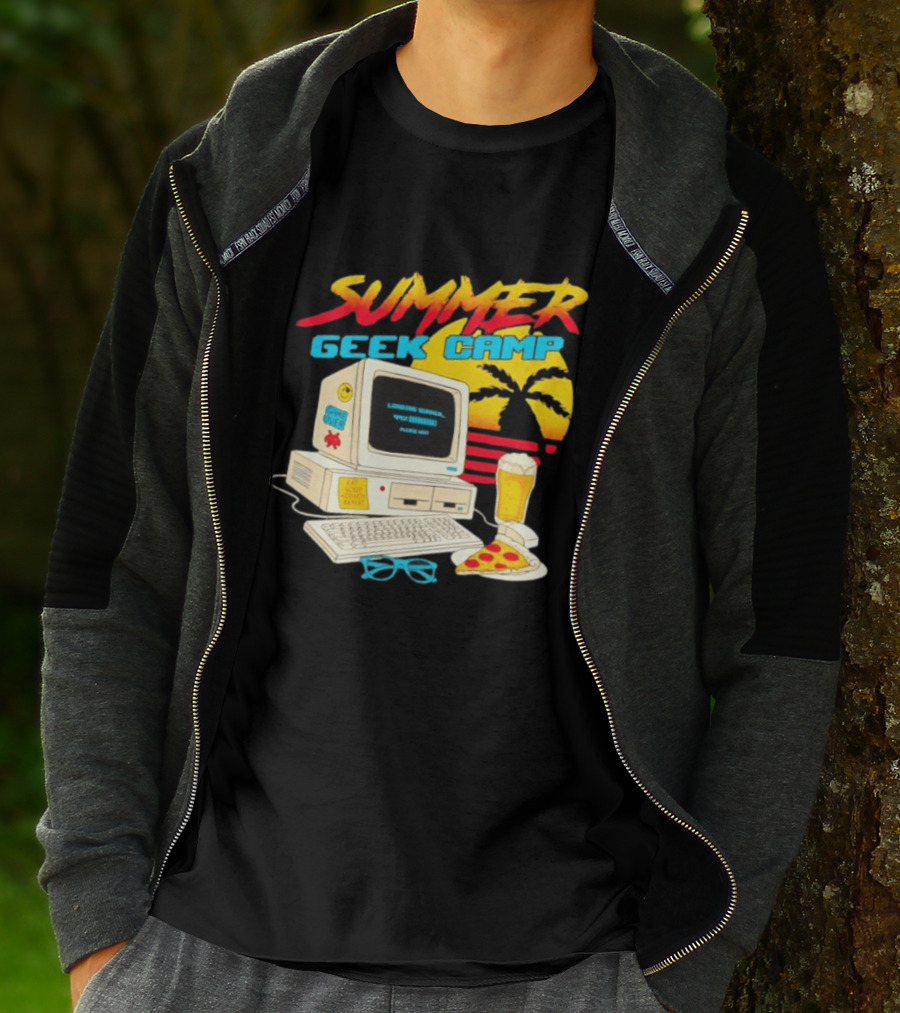 Summer Geek Camp Eat Sleep Code Repeat Loading Computer Pizza Beer T-Shirt