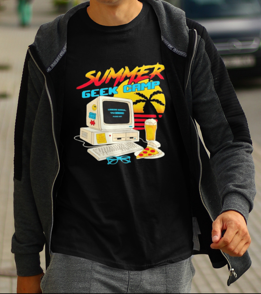 Summer Geek Camp Eat Sleep Code Repeat Loading Computer Pizza Beer T-Shirt