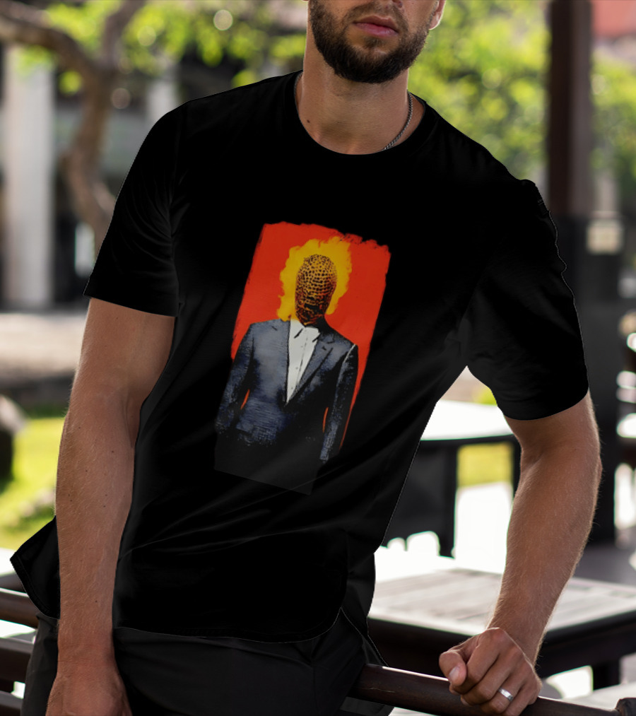 Ignition Man In Tuxedo With Fiery Head On Bold Red T-Shirt
