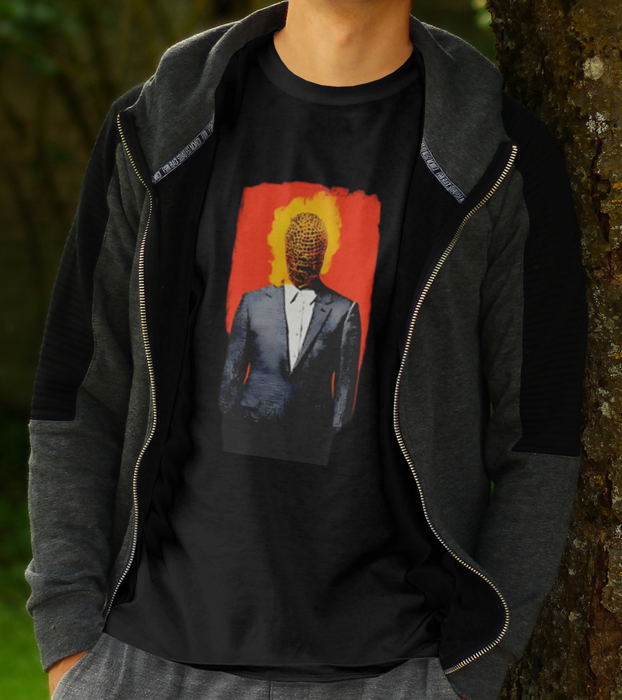 Ignition Man In Tuxedo With Fiery Head On Bold Red T-Shirt