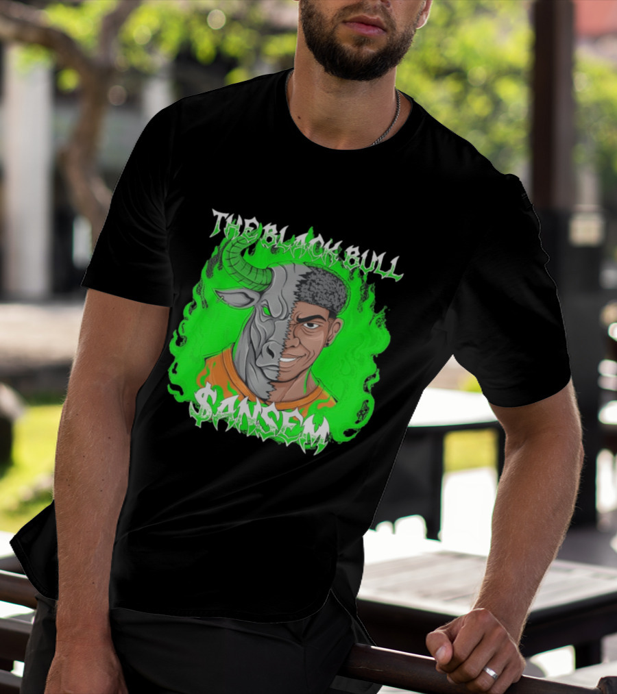 The Black Bull Sansem Half Man Half Bull Green Fire Fusion T-Shirt