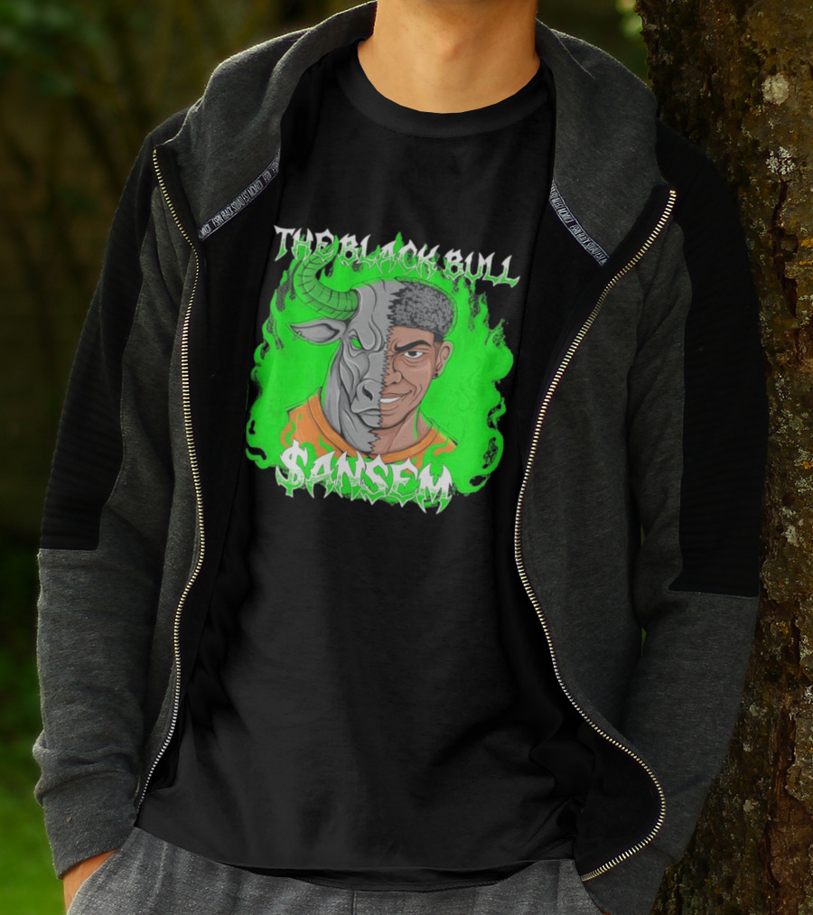 The Black Bull Sansem Half Man Half Bull Green Fire Fusion T-Shirt