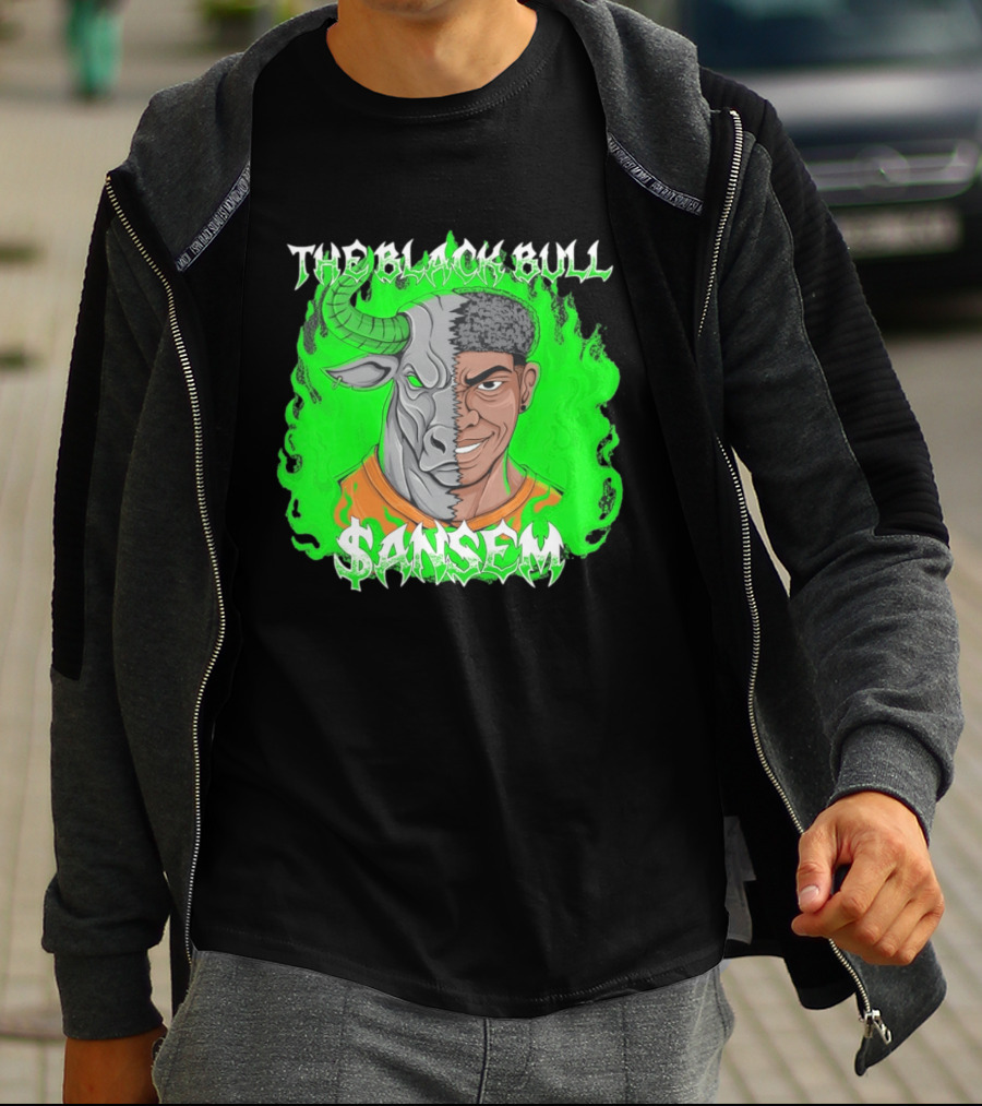 The Black Bull Sansem Half Man Half Bull Green Fire Fusion T-Shirt