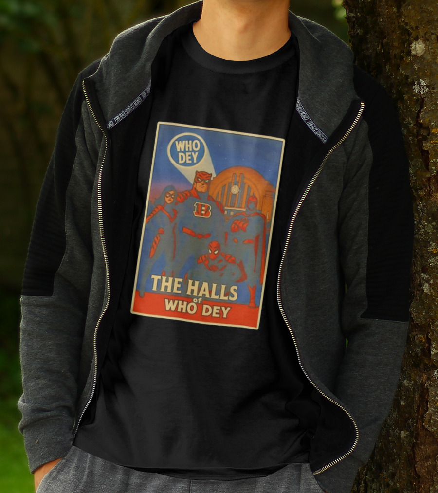 The Halls Of Who Dey Superhero Team T-Shirt