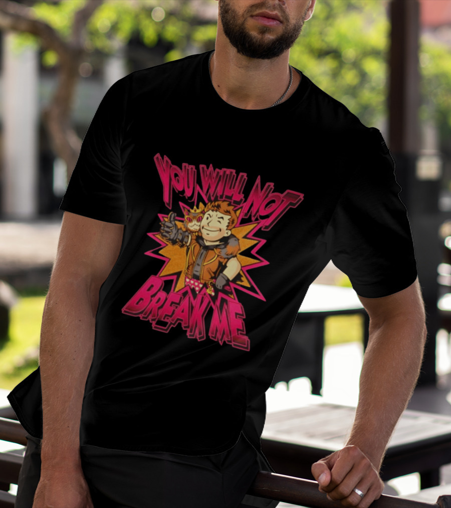 Vault Boy Fallout You Will Not Break Me Thumbs Up Power Armor Explosion T-Shirt