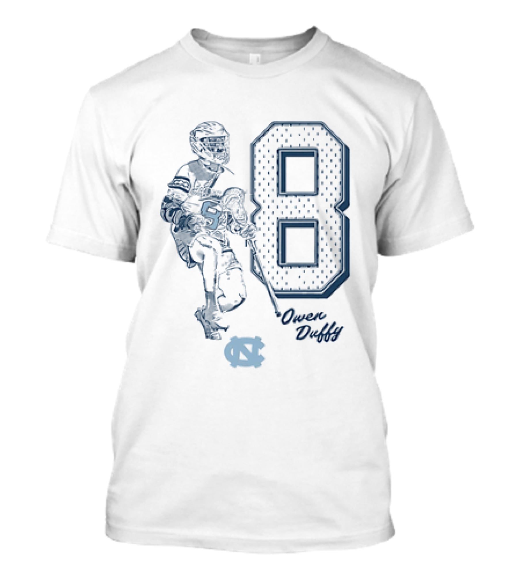 North Carolina Tar Heels Owen Duffy Number 8 Lacrosse T-Shirt