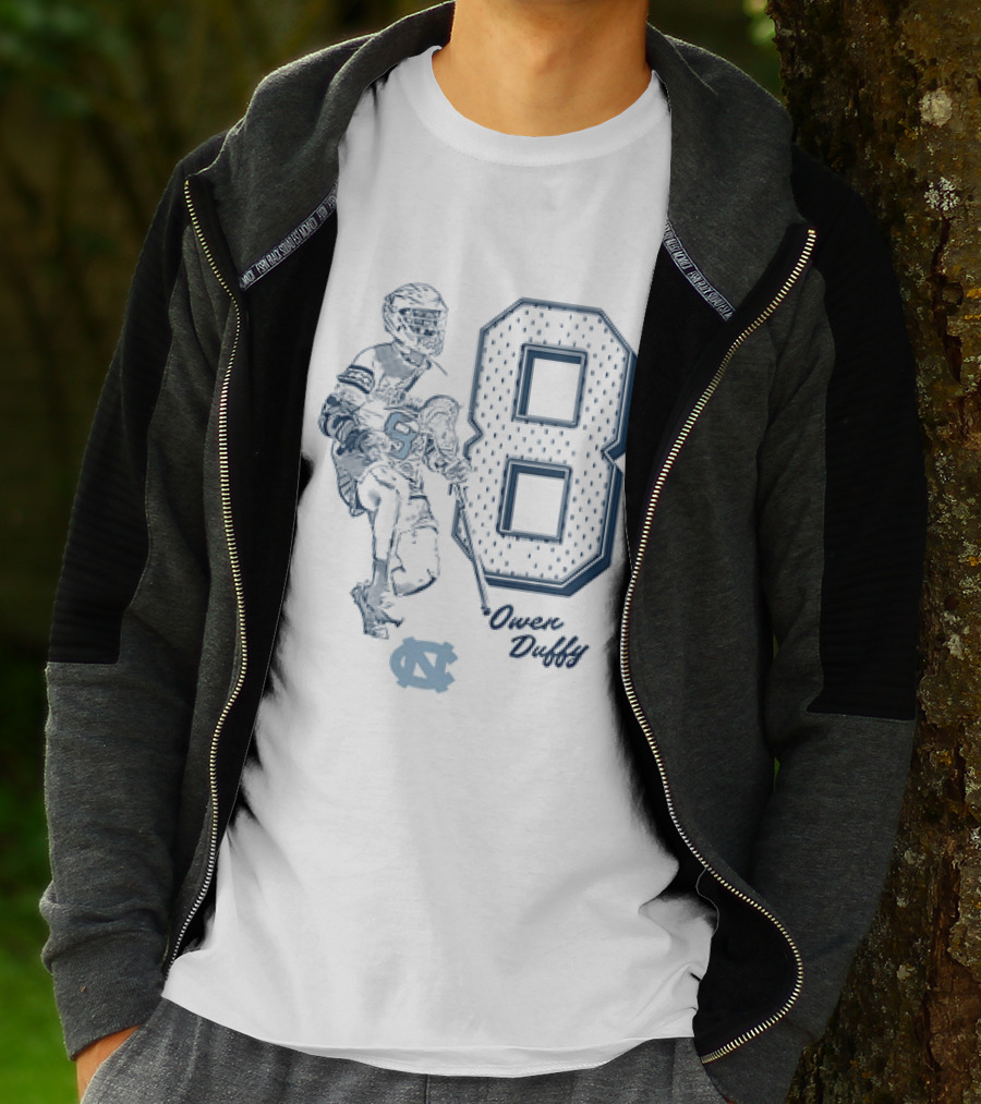 North Carolina Tar Heels Owen Duffy Number 8 Lacrosse T-Shirt