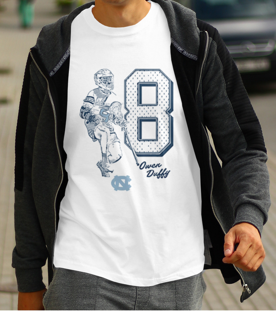North Carolina Tar Heels Owen Duffy Number 8 Lacrosse T-Shirt
