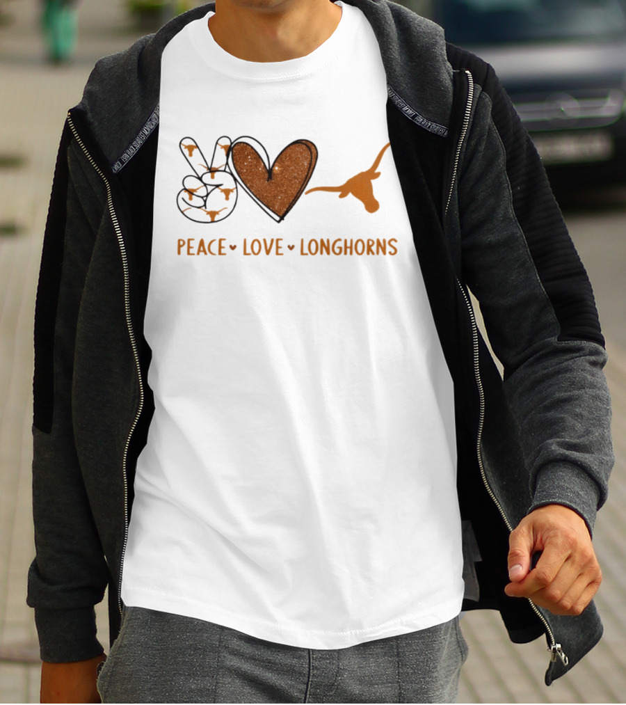 Peace Love Longhorns Texas Football Fan Gear T-Shirt