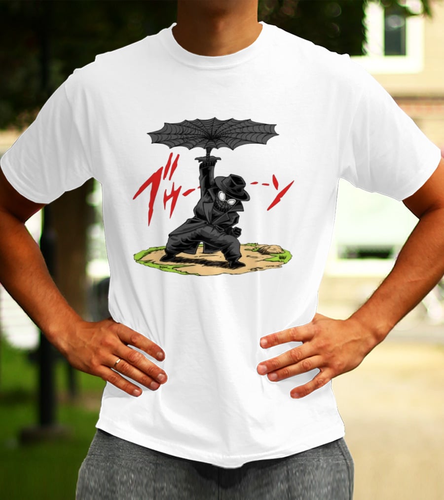 Spider Man Noir Marvel Comics Japanese Text Umbrella Scene T-Shirt