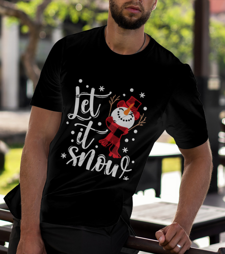 Let It Snow Red Snowman Christmas Magic T-Shirt