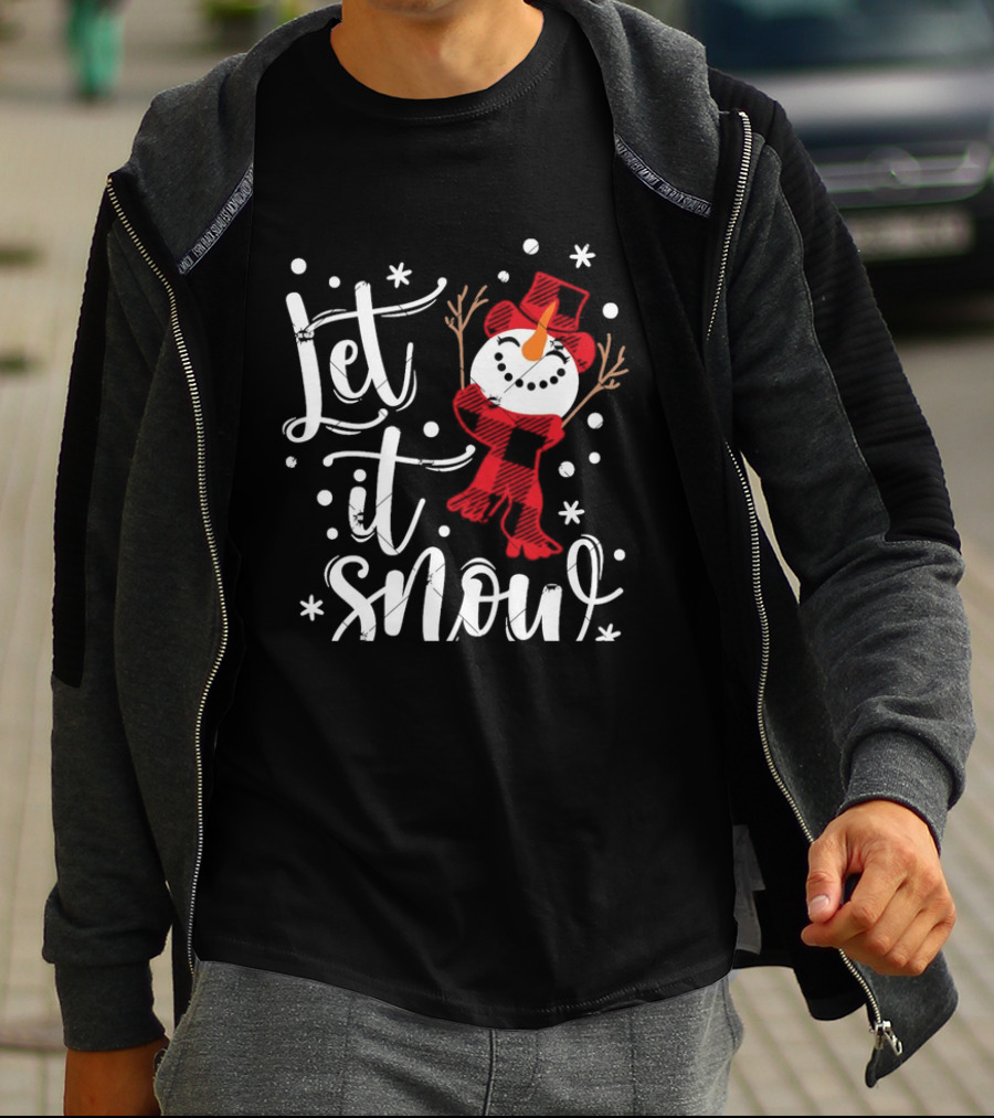 Let It Snow Red Snowman Christmas Magic T-Shirt