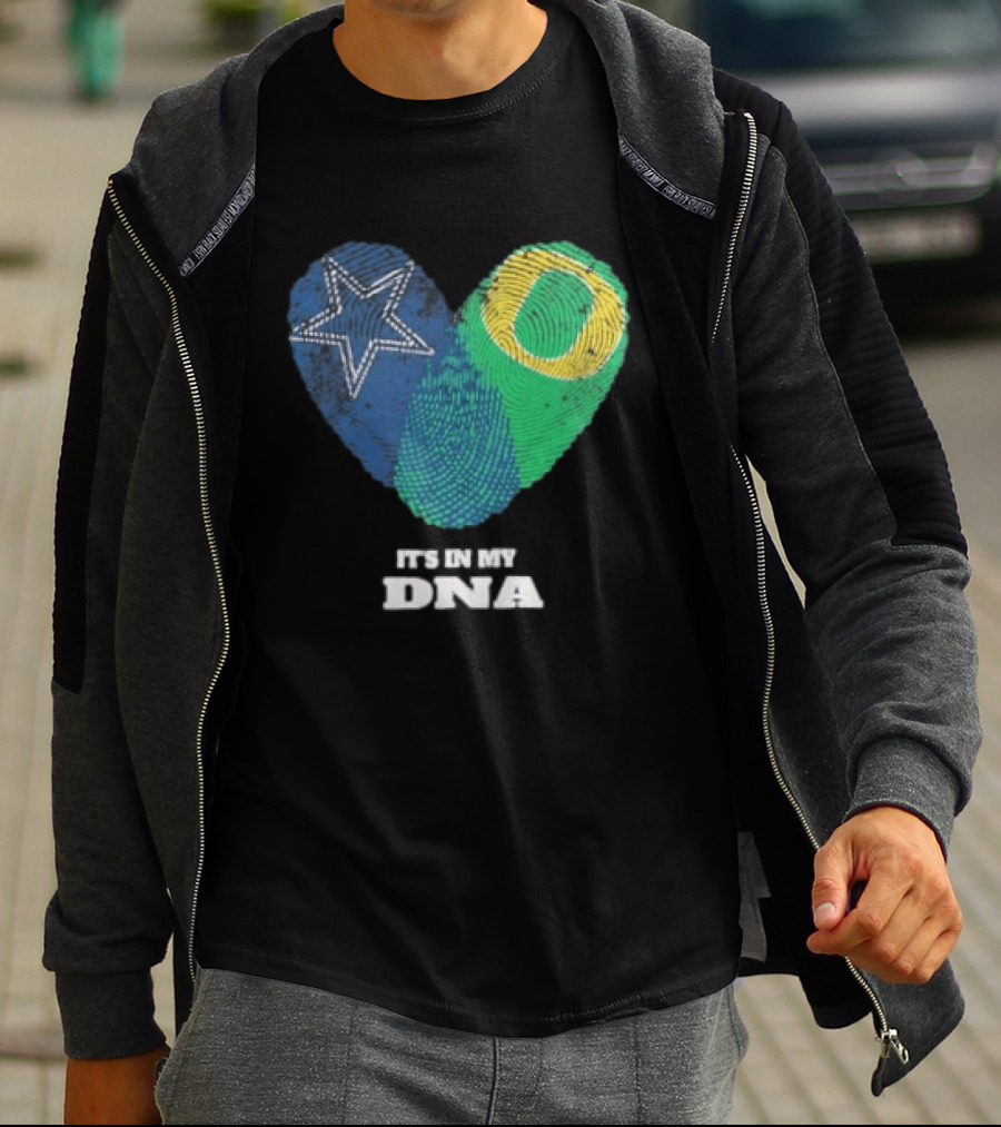 It's In My DNA Dallas Cowboys Oregon Ducks Heart Fingerprint T-Shirt