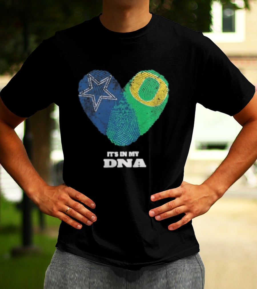 It's In My DNA Dallas Cowboys Oregon Ducks Heart Fingerprint T-Shirt