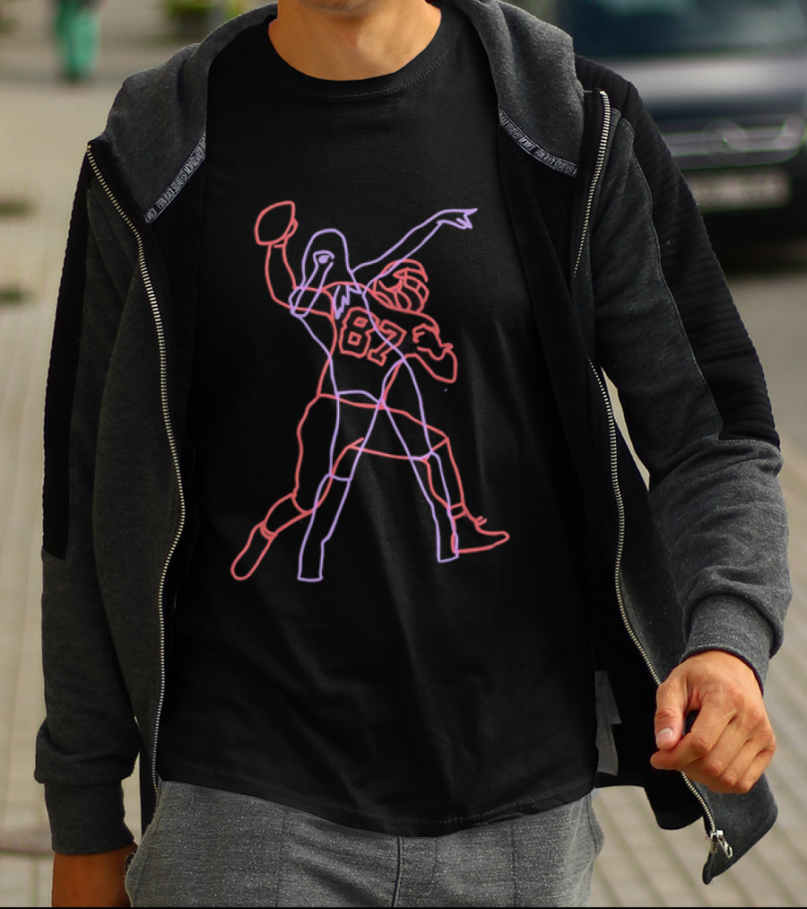 Kansas City Chiefs Cheerleader Football Player 87 Neon T-Shirt
