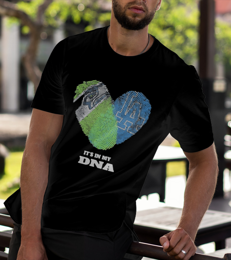 It's In My DNA Seattle Seahawks Los Angeles Dodgers Fingerprint T-Shirt