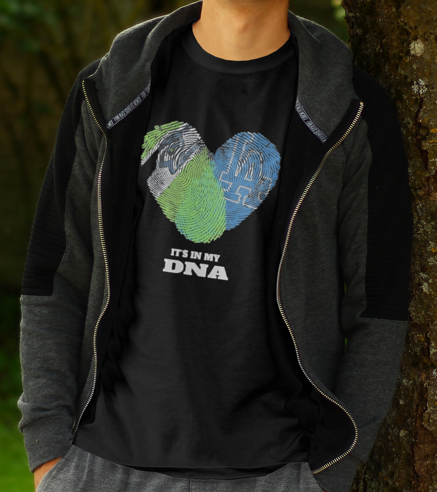 It's In My DNA Seattle Seahawks Los Angeles Dodgers Fingerprint T-Shirt